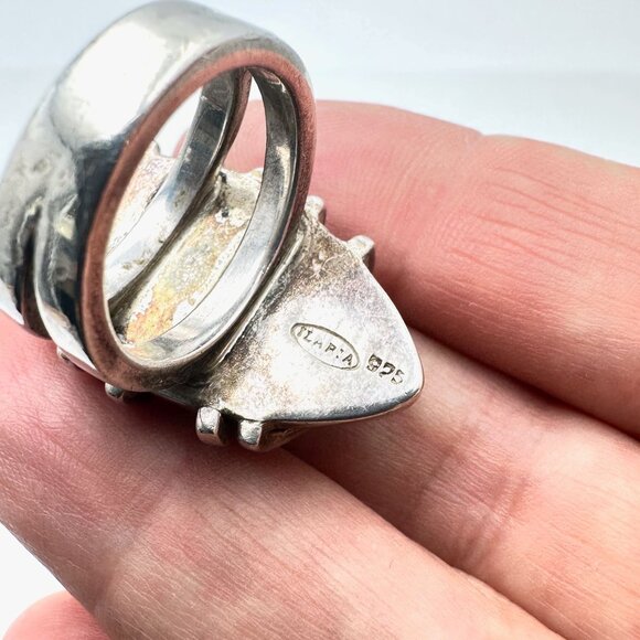 Ilaria Sterling Silver Gemstone Statement Ring Size 7 Weight 17 Grams - Picture 3 of 4